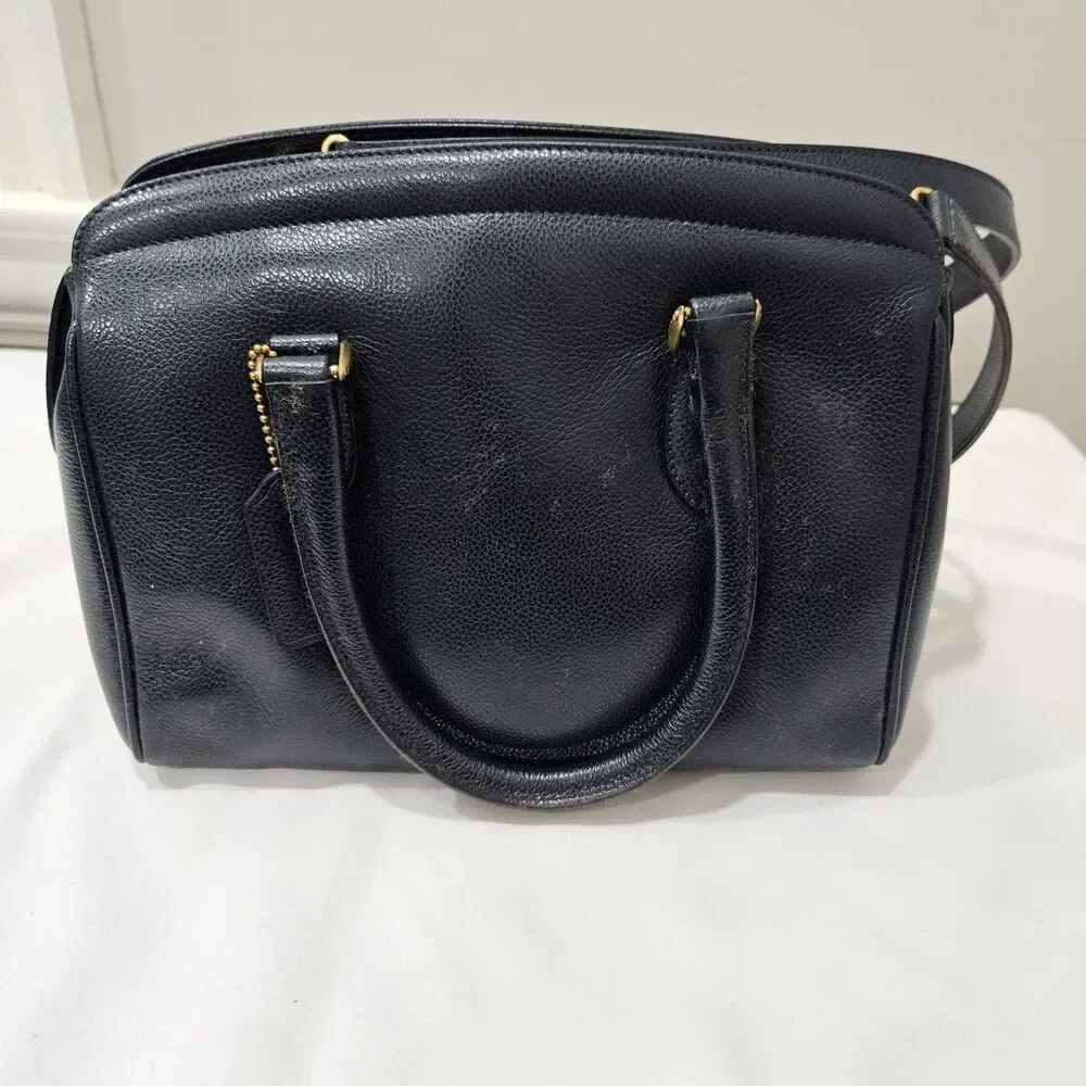 Vintage Coach Madison Sutton Leather Satchel Bag 4410 Navy Zip Made in Italy
